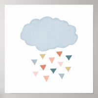 Einfache Boho Wasserfarbe Regenwolke mit Dreiecken