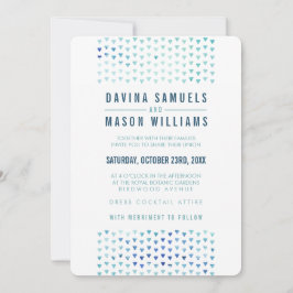 EINFACHE BOHO WEDD modernes Dreieck Muster blau Einladung