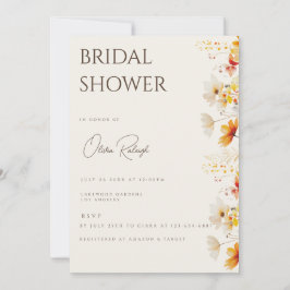 Einfache Boho Wildblume Beige Brautparty Card Einladung