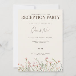 Einfache Boho Wildblume Empfang Einladungskarte