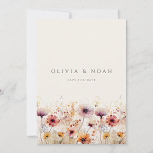 Einfache Boho-Wildblume Save the Date Hochzeitskar Ankündigung