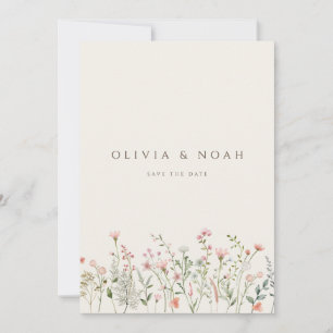 Einfache Boho-Wildblume Save the Date Hochzeitskar Ankündigung