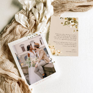 Einfache Boho-Wildblumen Foto-Hochzeits-Dankesch Dankeskarte