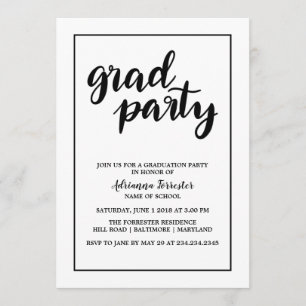 Einfache Bold Grad Party Handgeschriebene Typograf Einladung