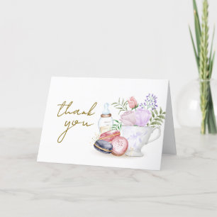 Einfache Bonjour Floral Macaron Milk Tea Baby Dusc Dankeskarte