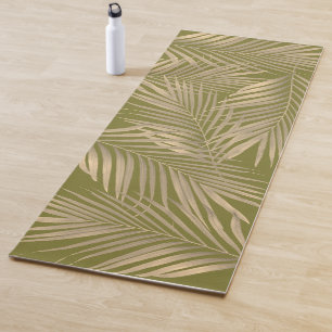 Einfache botanische beigefarbene Palmwedel auf Bra Yogamatte