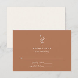 Einfache botanische Burnt Orange Wedding RSVP Kart