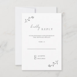 Einfache botanische Chic Moderne Minimale Hochzeit RSVP Karte