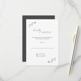 Einfache botanische Chic Moderne Minimale Hochzeit RSVP Karte