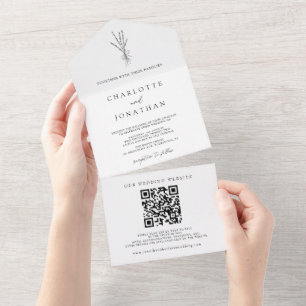 Einfache Botanische Einladung für eine Hochzeit