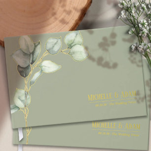 Einfache botanische Eukalyptus Wedding Gold Gästebuch