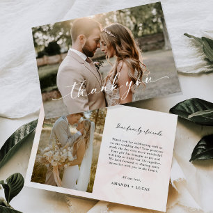 Einfache botanische Hochzeit Dankeskarte