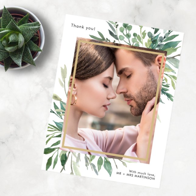 Einfache Botanische Hochzeit eines Fotos Vielen Da Postkarte (Von Creator hochgeladen)