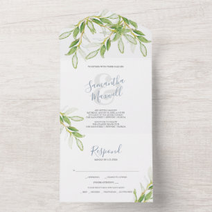 Einfache botanische Hochzeit in einer Einladung