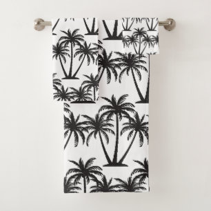 Einfache botanische Palmen auf Weiß Badhandtuch Set