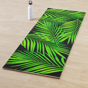 Einfache botanische Palmwedel auf Schwarz Yogamatte