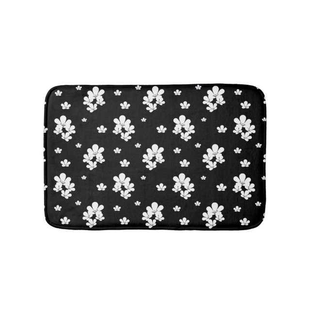 Einfache botanische schwarze Blume Badematte (Vorderseite)
