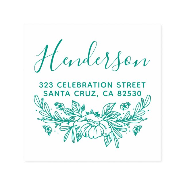 Einfache botanische Script-Rücksendeadresse Permastempel (Design)