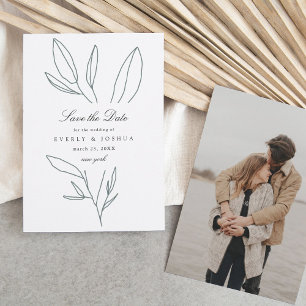 Einfache botanische StemenWedding rettet das Datum Einladung