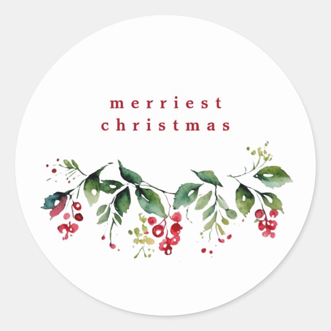 Einfache botanische Weihnachten Runder Aufkleber (Vorderseite)