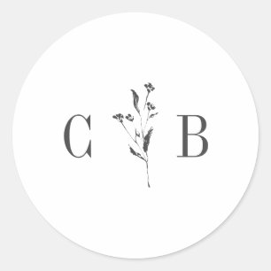 Einfache Botanische Weißmonographie Runder Aufkleber