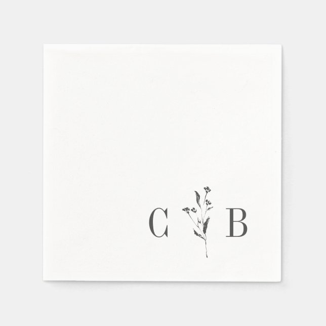 Einfache Botanische Weißmonographie Serviette (Vorderseite)