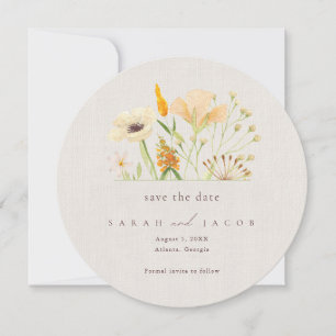 Einfache Botanische Wildblumen-Hochzeit Save The Date