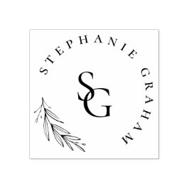 Einfache Botanische Zweigstelle-Hochzeitmonogrammi Gummistempel