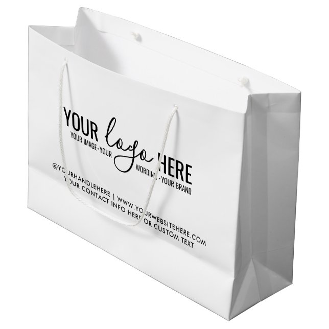 Einfache Branding für Ihr Logo-Event Große Geschenktüte (Vorderseite Schrägansicht)