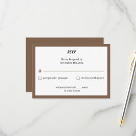 Einfache braune Personalisierte Hochzeit RSVP Karte