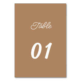 Einfache braune Personalisierte Hochzeit Tischnummer