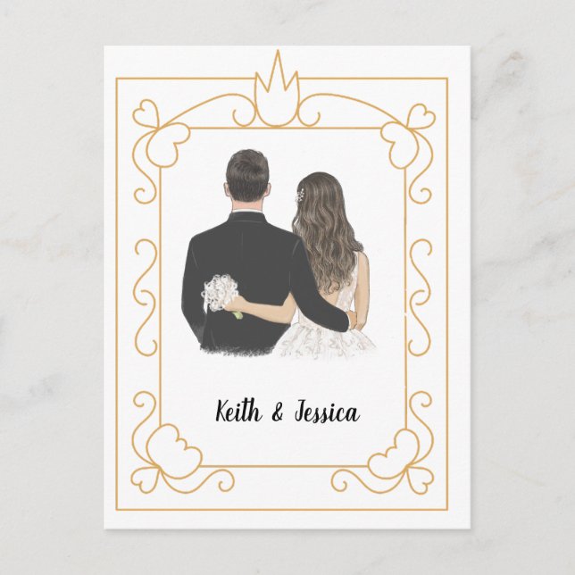 Einfache Braut und Hochzeit Postkarte (Vorderseite)