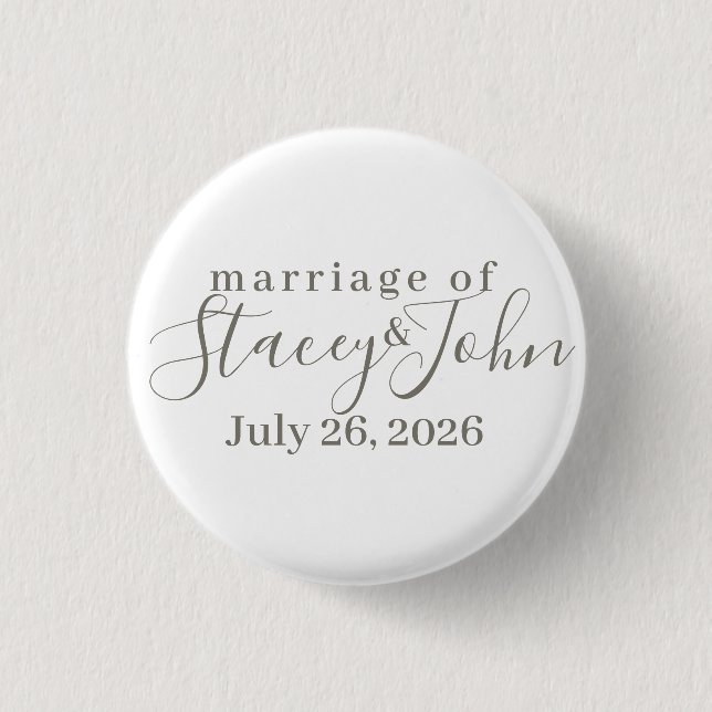 Einfache Brautknöpfe für Hochzeiten Button (Vorderseite)