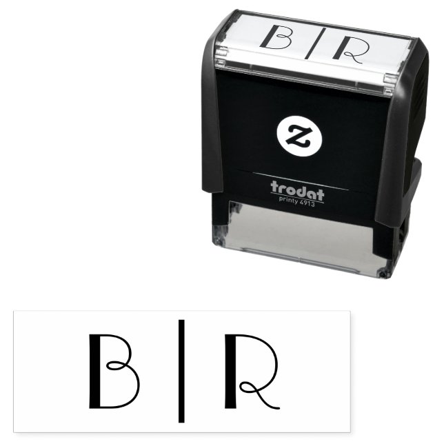 Einfache Bride Groom Wedding 2 Initial Monogram VS Permastempel (Beispiel)