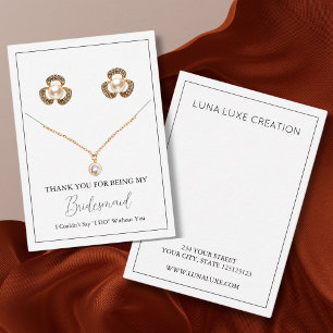 Einfache Bridesmaid-Grafikkarte für den Ohrring un Platzkarte