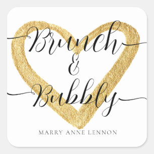 Einfache Brunch- und Bubbly-Brautparty-Favoriten-T Quadratischer Aufkleber