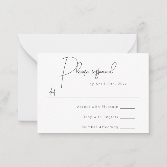 Einfache Budget-Antwort auf Hochzeiten RSVP-Karte Mitteilungskarte (Vorderseite)
