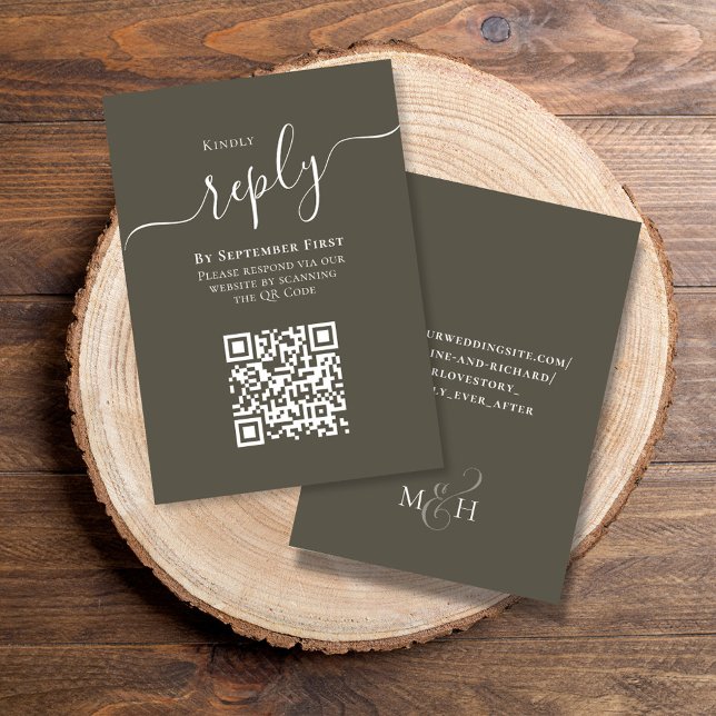 Einfache Budget QR Code UAWG Wedding RSVP Karte (Wedding RSVP response card with scannable QR Code. )