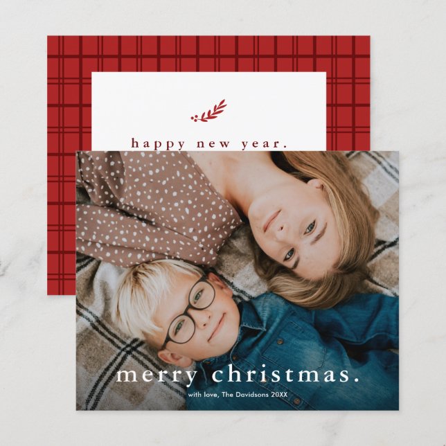 Einfache Budget-Weihnachtskarte mit Foto (Vorne/Hinten)