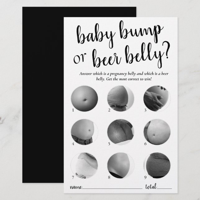 Einfache Bump- oder Bierbauch | Black Script Game  (Vorne/Hinten)