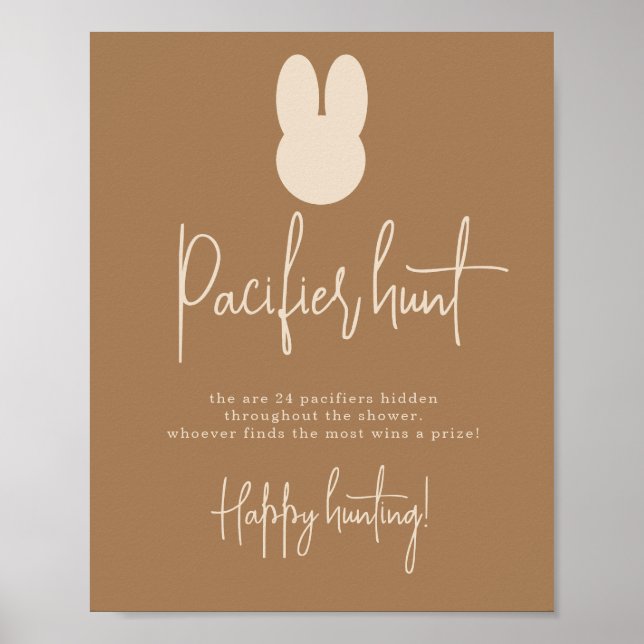 Einfache Bunny Schnuller Jagd Kinderdusche Poster (Vorne)