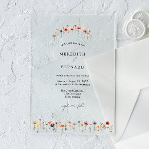 Einfache bunte florale Hochzeit Acryleinladungen
