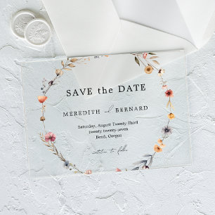 Einfache bunte florale Hochzeit - Save the Date Acryleinladungen