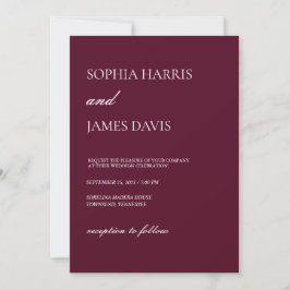 Einfache Burgund Moderne Minimalistische Hochzeit Einladung