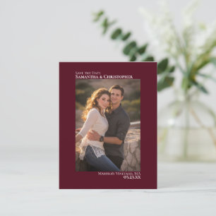 Einfache Burgund Vertikales Foto Minimalistische H Save The Date