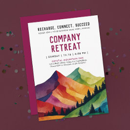 Einfache Burgunder Bergrückenwald Wasserfarbe Einladung