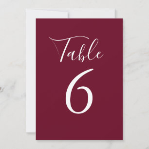 Einfache burgunderrote elegante Schrift Tischnumme Einladung