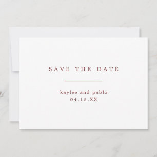 Einfache burgunderrote und weiße minimalistische H Save The Date