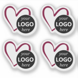 Einfache Burgundy-Herzform mit Logo oder Bild Aufkleber