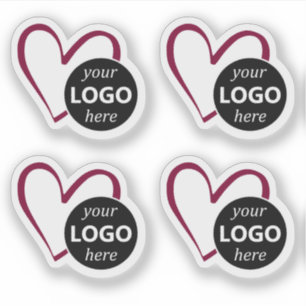 Einfache Burgundy-Herzform mit Logo oder Bild Aufkleber
